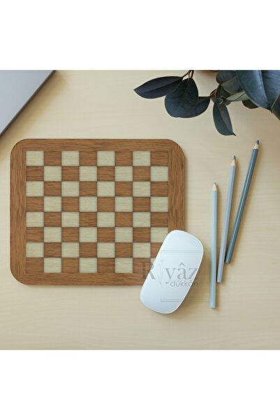 riyaz Satranç Tahtası Desenli Dikdörtgen Mouse Pad, 17,5 cm x 19,50 cm