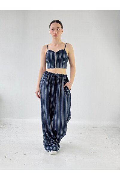 Retrobird Дизайн Широкі штани Жіночі Сині