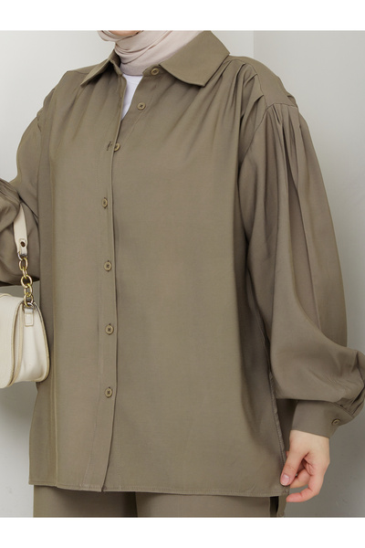 SG SARİALGİYİM New Season High Quality Special Design Sleeves Shirted Casual Turtle Bottom Top Double Set