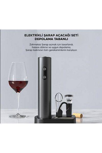BENİMOLMALI Ezere Automatic Wine Opener Corkscrew Set Wine Opening Set Black