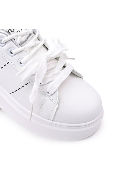 Tmall Pantofi Sport De Dama,Din Piele Ecologica,D1373,Alb cu Silver