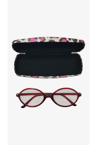 bonjorno aksesuar Oval Patterned Glasses Case for Optical Frame (Hard) Wiping Cloth with Gift