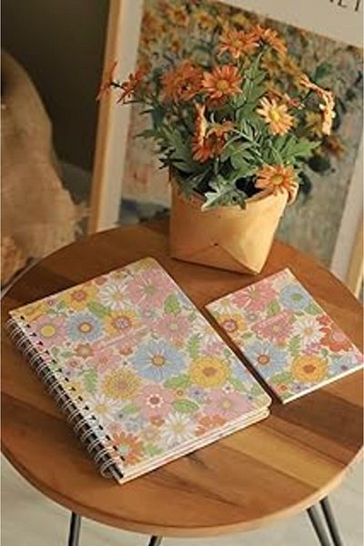 STOREMAX 2025 A5 Floral Academic Agenda Spiral 15X21 cm - 105 Pcs. Sticker Gift - Elastic