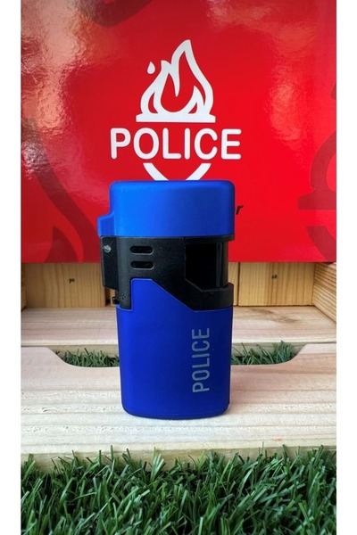 panda hediyelik Police Turbo Kapaklı Çakmak/mat Mavi