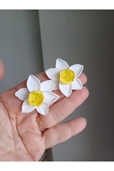 CREATİVESHOP Nergis Küpeler, Bahar Küpeleri, El yapımı Çiçek Küpeler