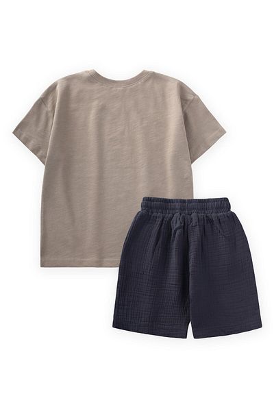 Cigit Ethnic Printed T-Shirt Suit 2-10 Years S Mink