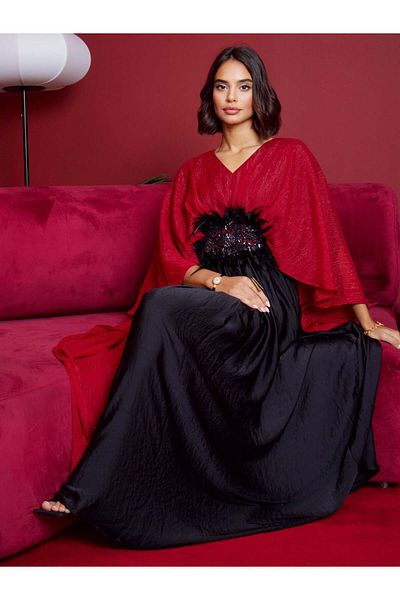 ECSTACY COUTURE Cape layered Kaftan