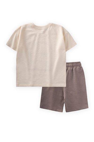 Cigit Sunshine Days Printed T-Shirt Suit 2-8 Years Ecru