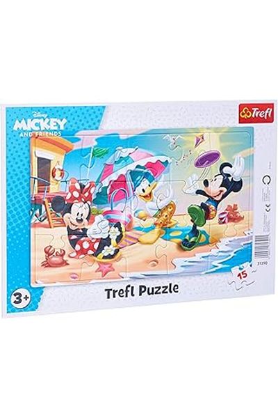 STOREMAX Trefl, Puzzle, Frame Puzzle with Base, 15 Pieces, Beach Games, Children over 3 Years Old