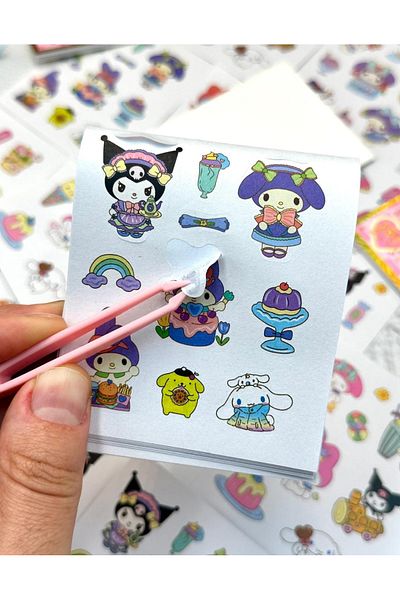 ZeCo Collection Cute Sanrio Character My Melody Patterned 12 Sheets Mini Notebook Sticker Blue Color