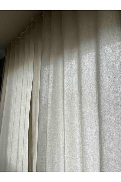 DENBU TEKSTİL Buldan Woven Linen Curtain and Sunshade 100% Natural Fabric
