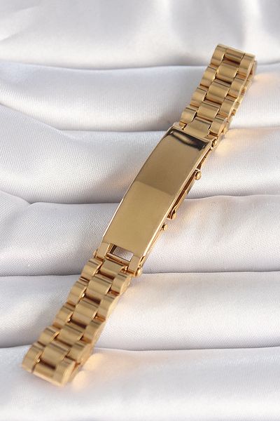 Mu Art Ahşap 316L Steel Gold Color Chain Imprint Model Men's Bracelet