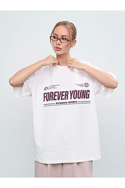 EFFRENATU Κοντομάνικο μπλουζάκι Unisex με στάμπα Always Young