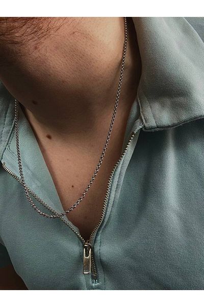 Arvens Men's Silver Stainless Steel Necklace Does Not Lose Color Does Not Fade Unisex Does Not Fade