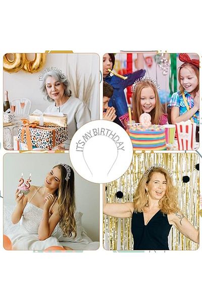 feifei Crystal Stone Silver Color It&amp;#39's My Birthday Written Birthday Party Crown 14x16 Cm