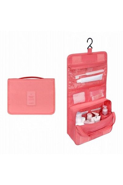 Ecoform Organizer Travel Cosmetic Makeup Bag with Strap Salmon Color with Waterproof Features