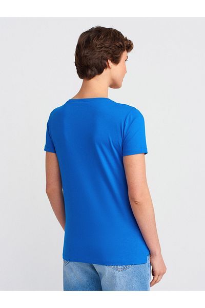 Dilvin 3470 V-Neck Basic T-Shirt-Dark Saks