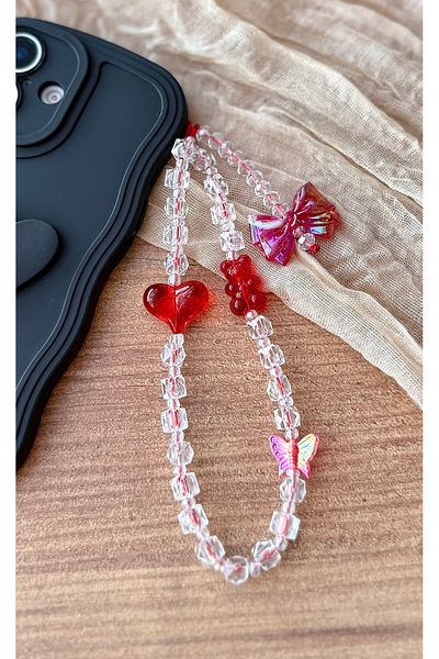 MirazTasarim Mi̇raztasarim Transparent Cube Beaded Colorful Detail Phone Charmi/Phone Strap Bag Charmi8