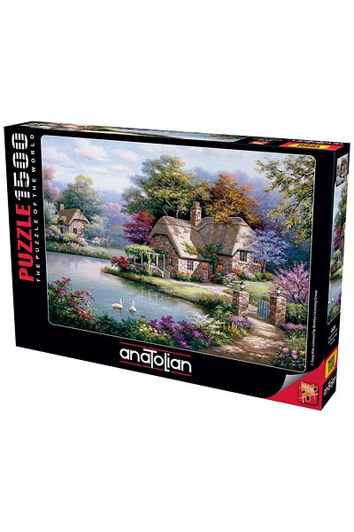 Anatolian Puzzle 1500 Piece Jigsaw Puzzle - Swans and Country House 4529