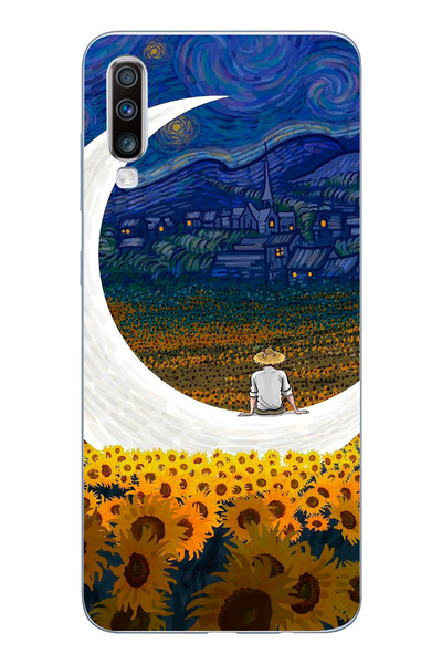 moonset Samsung Galaxy A30S/A50/A50S Uyumlu Van Gogh Tasarımlı Baskılı Şeffaf...