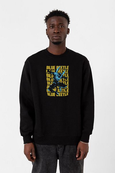 Tshirthane Ανδρικό φούτερ Blue Beetle Lettern Μαύρο 2ip