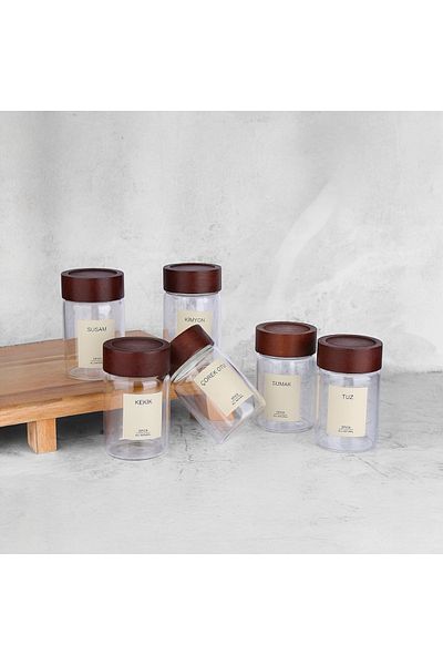 ELZEY HOME Set of 6 Akaysa 240 ml Glass Spice Shakers with Lids (16 Pcs Label)