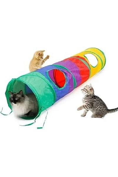 Mu Art Tinplate Flat Cat Tunnel Folding Rainbow Long Flat Cat Dog Play Tunnel Pet Play Tunnel