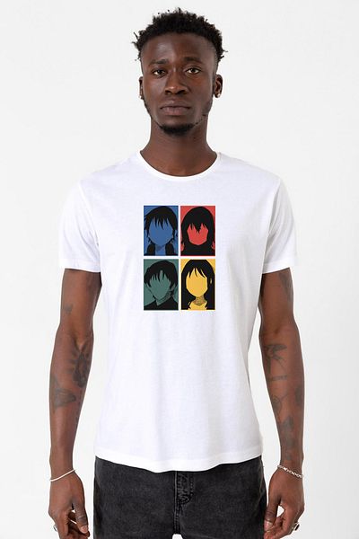Tshirthane Erased Anime Όλοι οι κύριοι χαρακτήρες Μίνιμαλ Πολύχρωμο Τέχνη Λευκό Ανδρικό μπλουζάκι Cycling