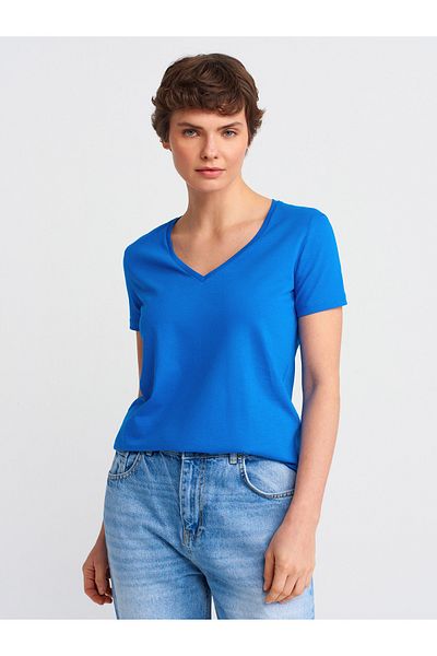 Dilvin 3470 V-Neck Basic T-Shirt-Dark Saks