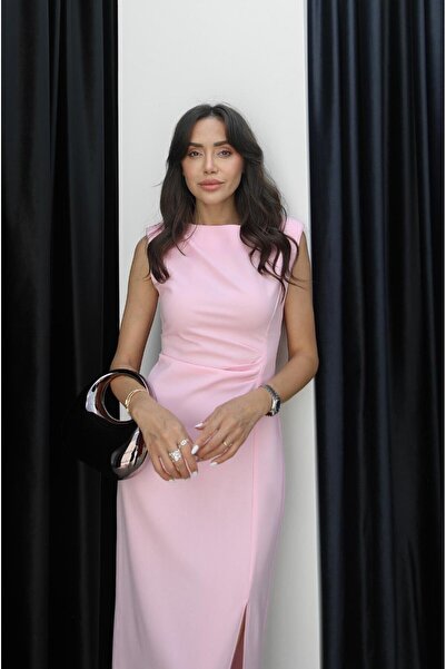 Havoş Pink Nick Slit Padded Dress