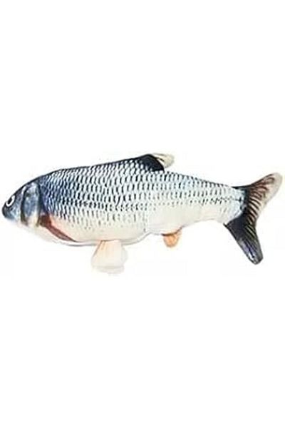 Mu Art Plush Cute Bluefish Toy, with Bell, Grass, Catnip Intelligence Developer, Calming Toy, N