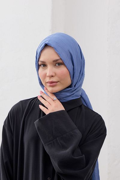 QANU Şal plisat din bambus albastru
