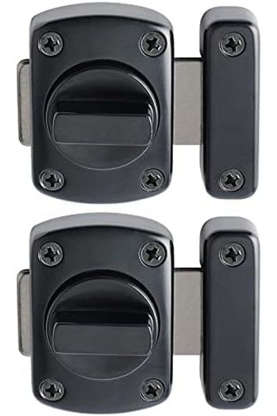 ALİSE Alise 2 Pcs Rotate Bolt Latch Gate Latches Safety Door Lock, MS220B-2P Black Finish