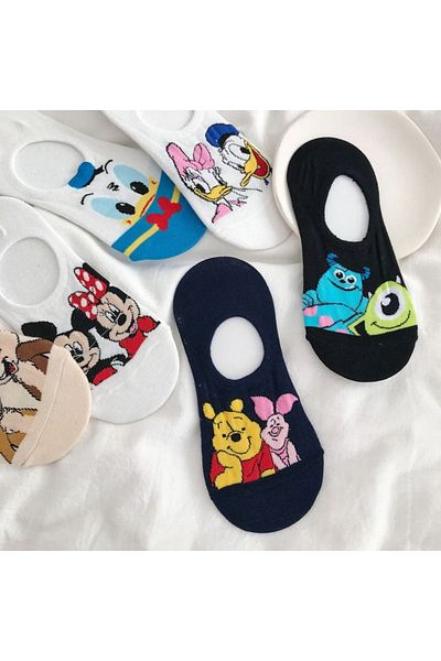 WORTHY SOCKS Pack of 5 Women's Patterned Cotton Invisible Sneaker Socks