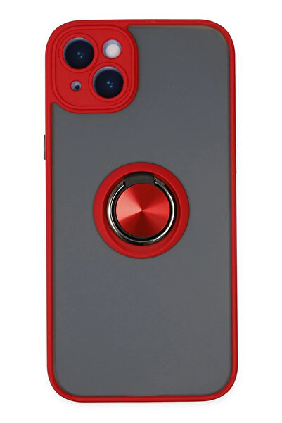 NewFace حافظة آيفون 14 مونتريال من السيليكون مع حلقة - أحمر SPTGL