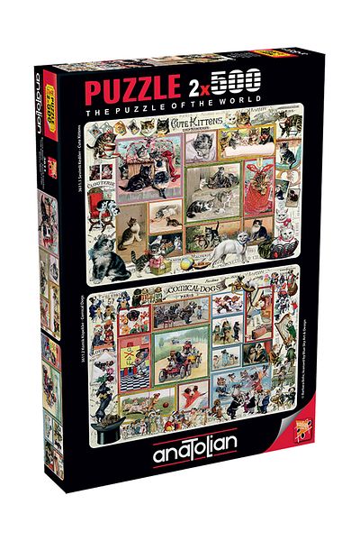 Anatolian Puzzle 2X500 Piece Jigsaw Puzzle - Cute Cats and Funny Dogs 3611