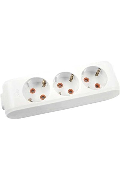 VİKO مقبس ثلاثي متعدد الاستخدامات مؤرض ومحمي للأطفال - أبيض