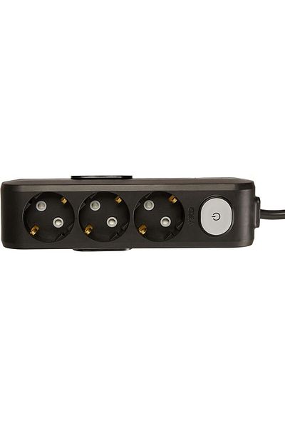 STOREMAX Multi-Let 3-Plus 2 Meter Socket, Black, Switched, Grounded, Protected