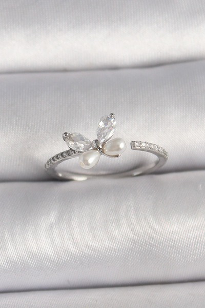 Twin Store النحاس الفضة اللون الزركون حجر الفراشة نموذج اللؤلؤ مفصلة حلقة قاب...