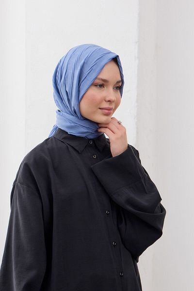 QANU Şal plisat din bambus albastru