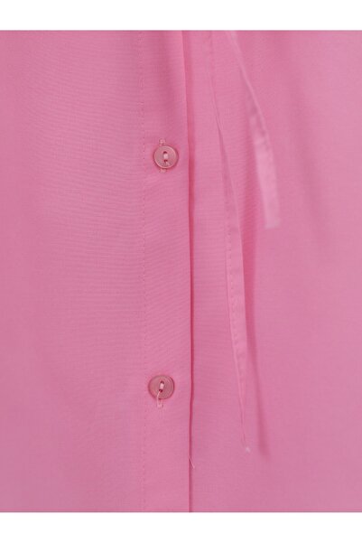 Modamorfo Bolero Detailed Tie Waist Slit Shirt -Pink