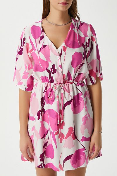 Ritnice Γυναικείο φόρεμα βισκόζης Felina Pink Waist Gathered 17020