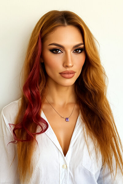 AKOLİFE Bordo Dalgalı Çıtçıtlı Saç Yan Postiş - Tarz Görünüm