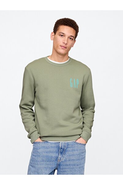 GAP سويت شيرت من الصوف بشعار أخضر للرجال