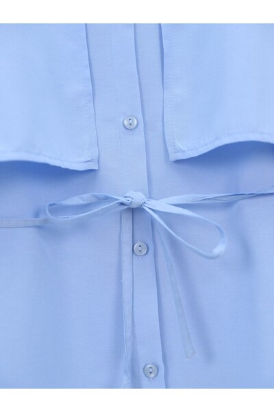Modamorfo Bolero Detailed Tie Waist Slit Shirt - Baby Blue
