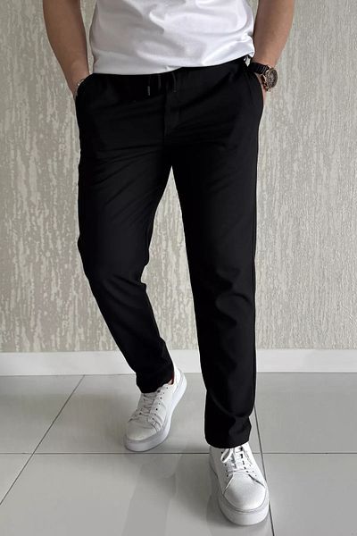 MİSHAR İTALİA Μαύρο παντελόνι Jogger με κορδόνια στη μέση