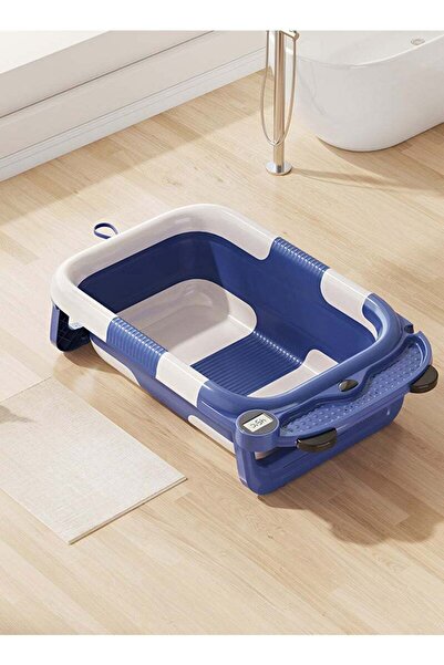 Taimi حوض استحمام قابل للطي للأطفال مع ميزان حرارة رقمي وأرجل داعمة مانعة للانزلاق، أزرق، 69×20.7×43 سم