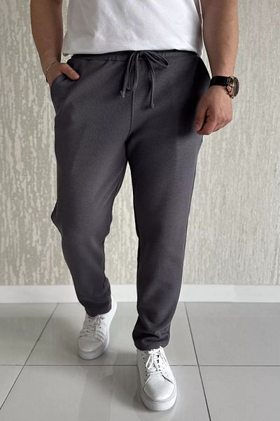 MİSHAR İTALİA Καπνιστό ανδρικό παντελόνι Jogger με κορδόνια