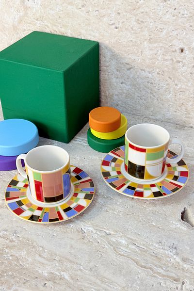 porselenden Macha Premium Porcelain 4 Piece Coffee Cup Set for 2 People 90 ml Navy Blue Special Design