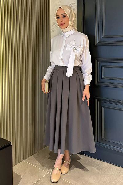 julude Καπνιστή γυναικεία πλαϊνή πλισέ φούστα Hijab με φερμουάρ